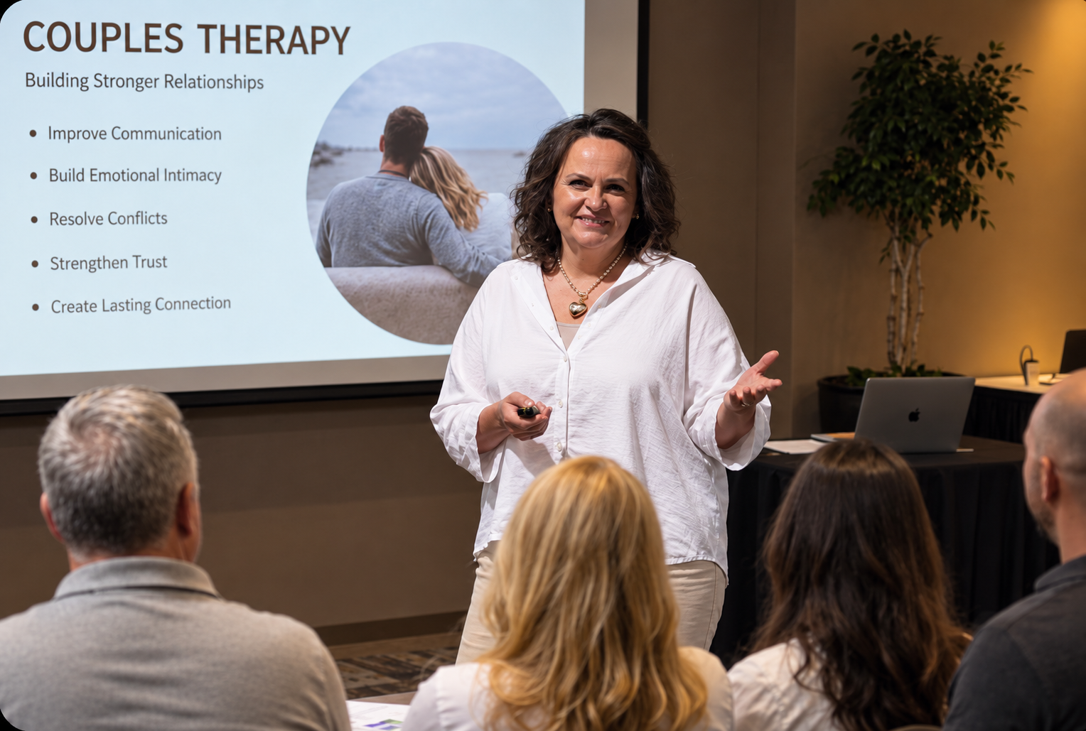 Millie Hobbins speaking about couples therapy